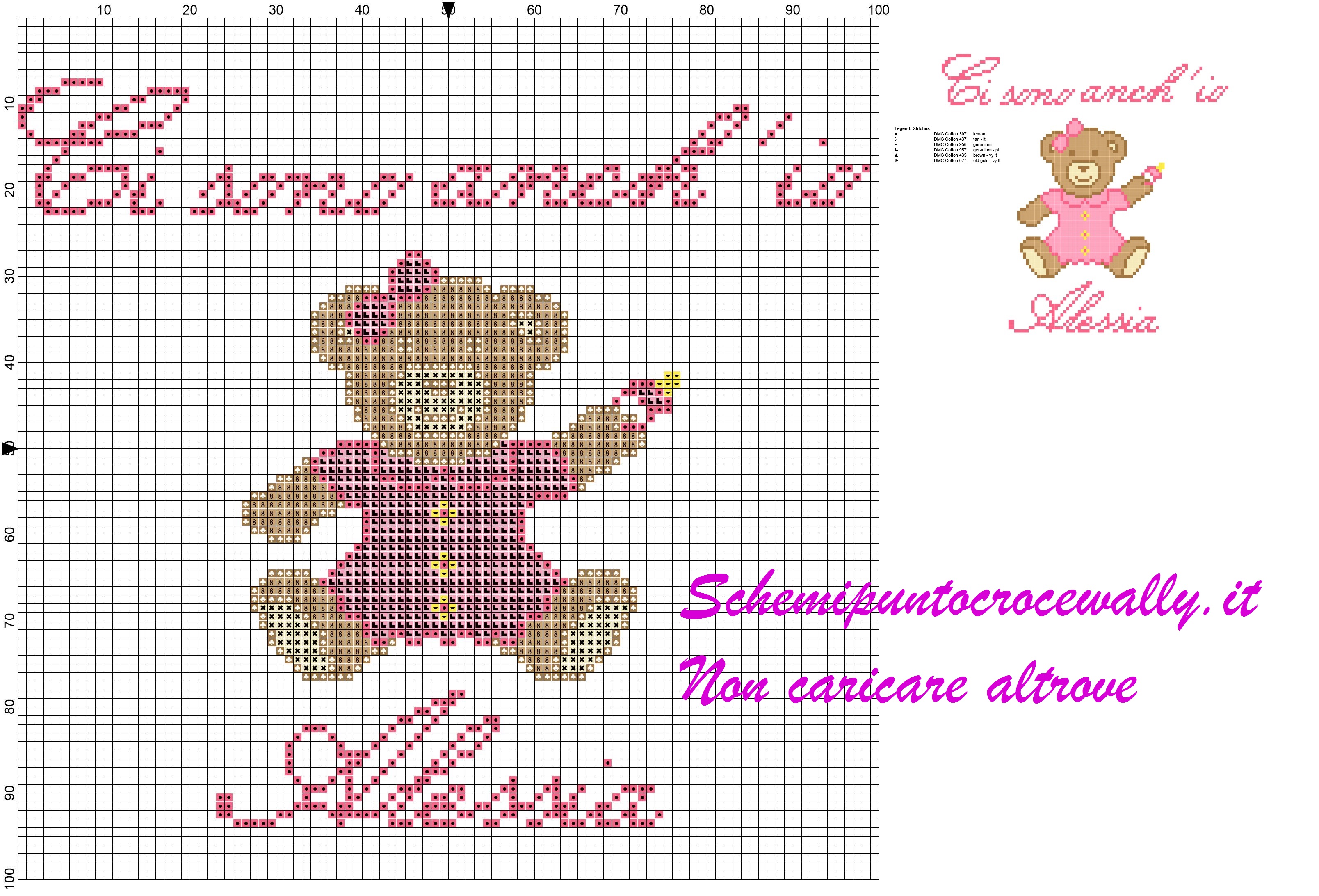 Alessia Ci sono anch’ io schema punto croce orsetta con vestitino