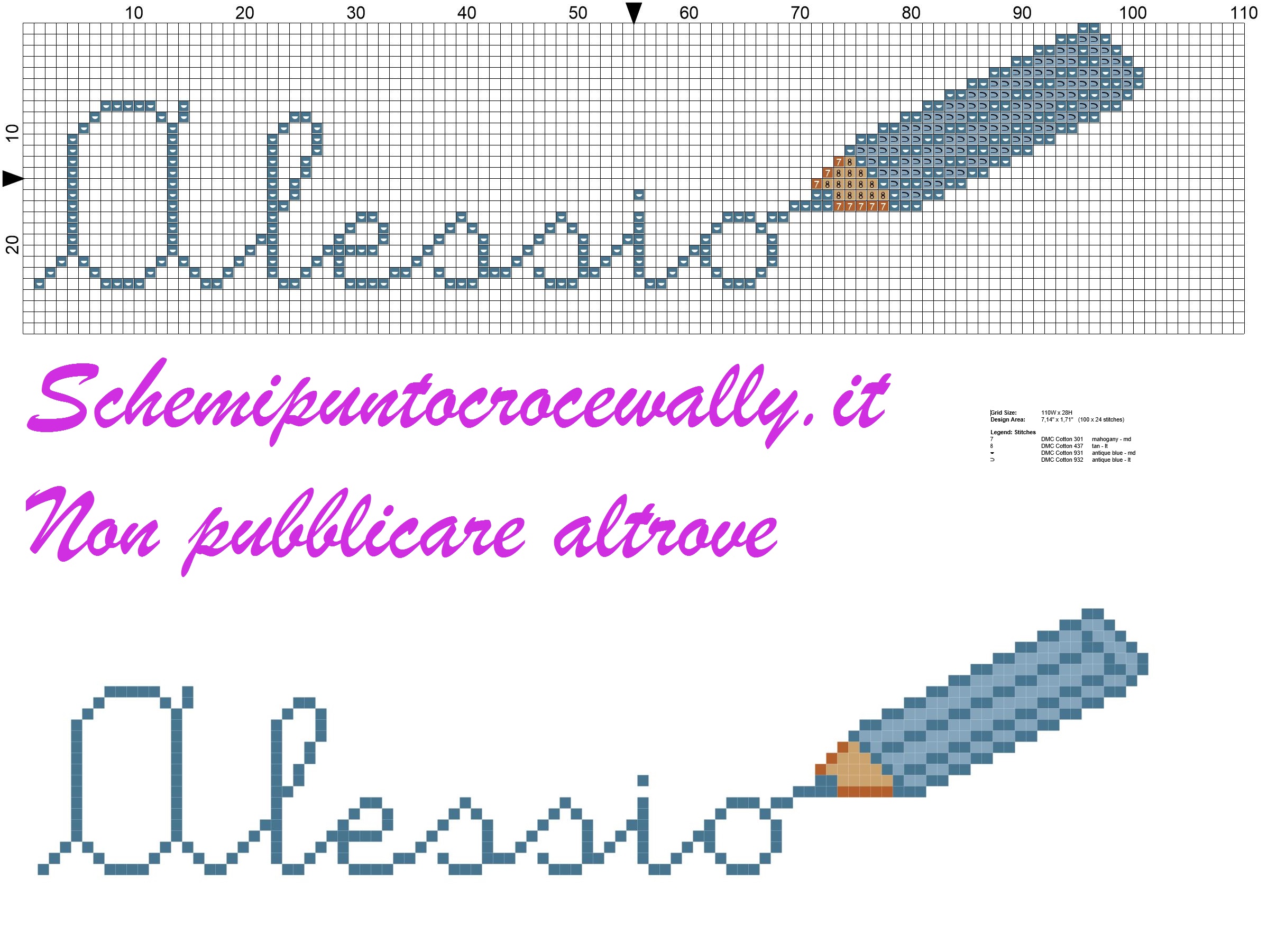 Alessio nome con matita schema punto croce