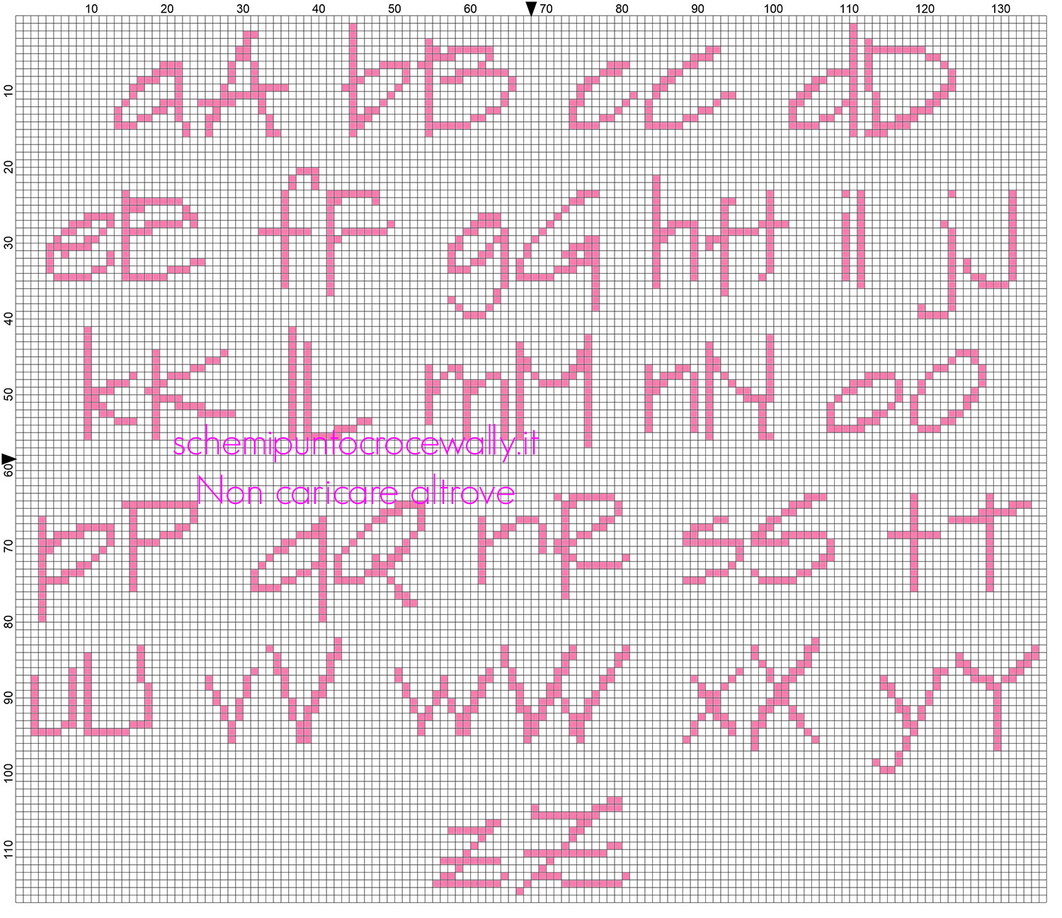 Alfabeto bimba punto croce SketchFlow Print altezza 20 colore DMC 3806