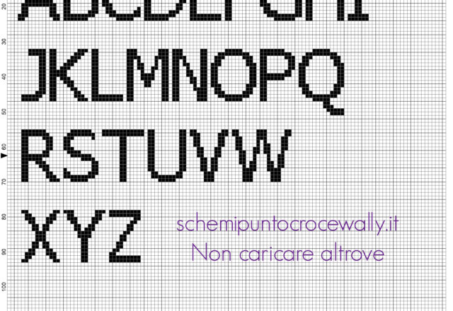 Alfabeto da ricamare punto croce gratis carattere font Tahoma lettere maiuscole