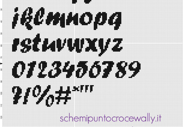 Alfabeto gratis punto croce carattere font Forte lettere minuscole