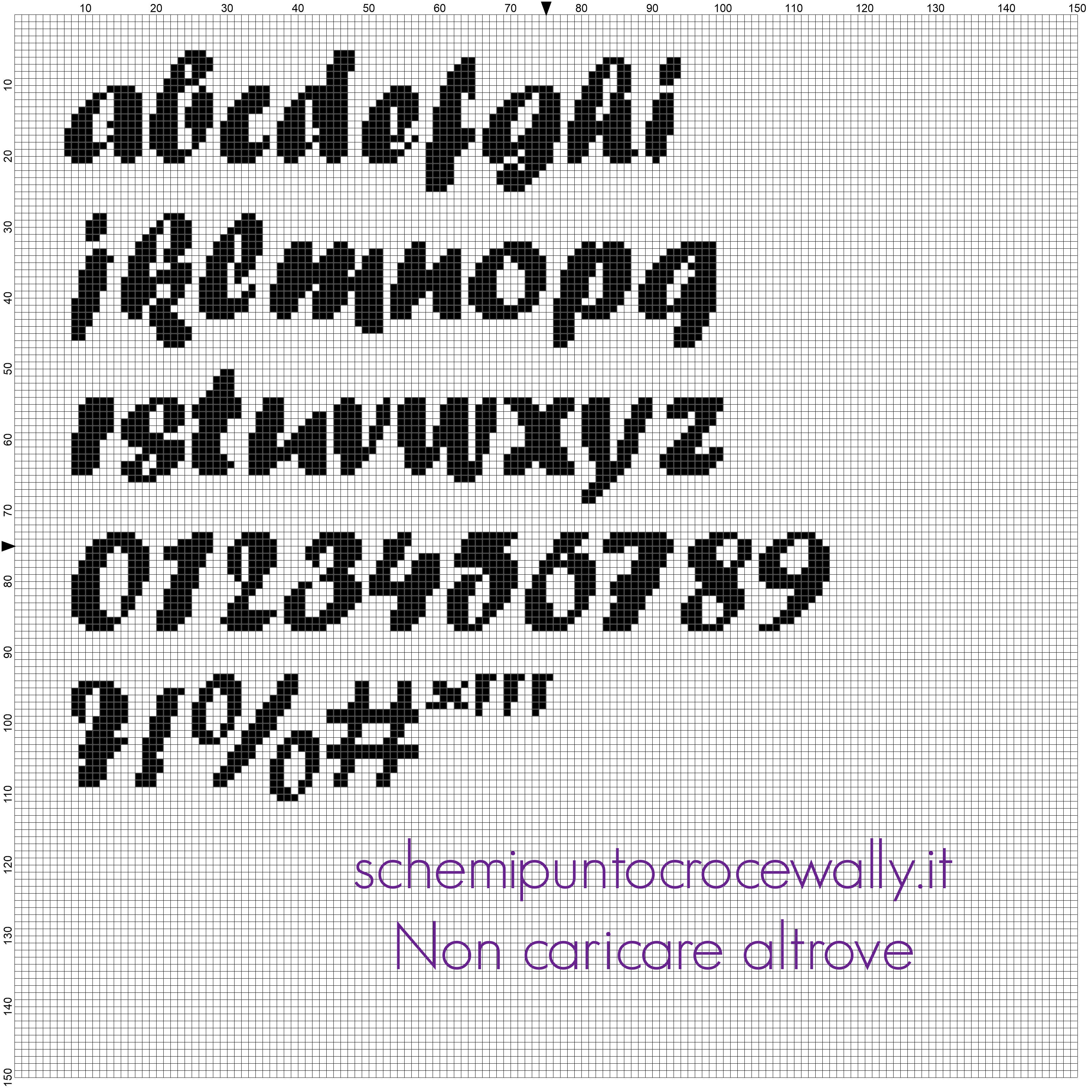 Alfabeto gratis punto croce carattere font Forte lettere minuscole