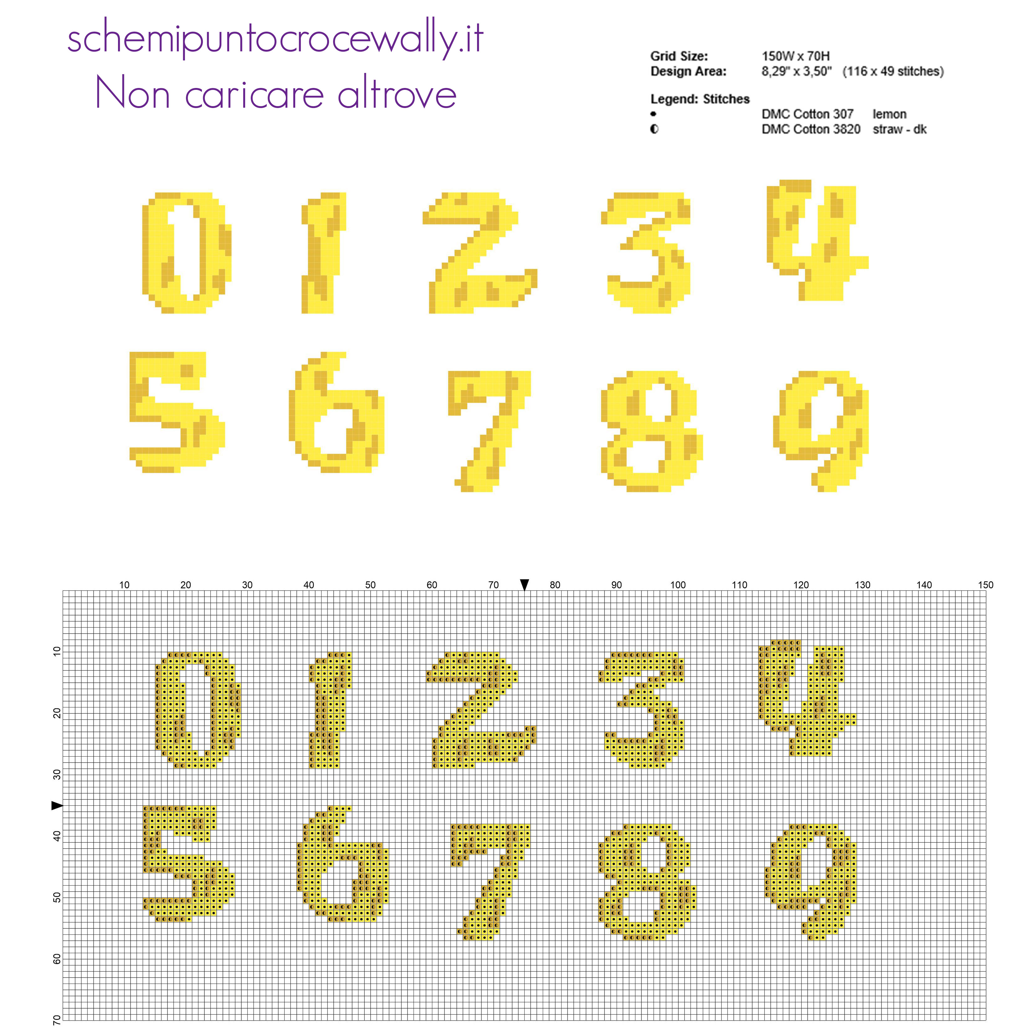 Alfabeto punto croce carattere Spongebob cartone animato numeri download gratuito
