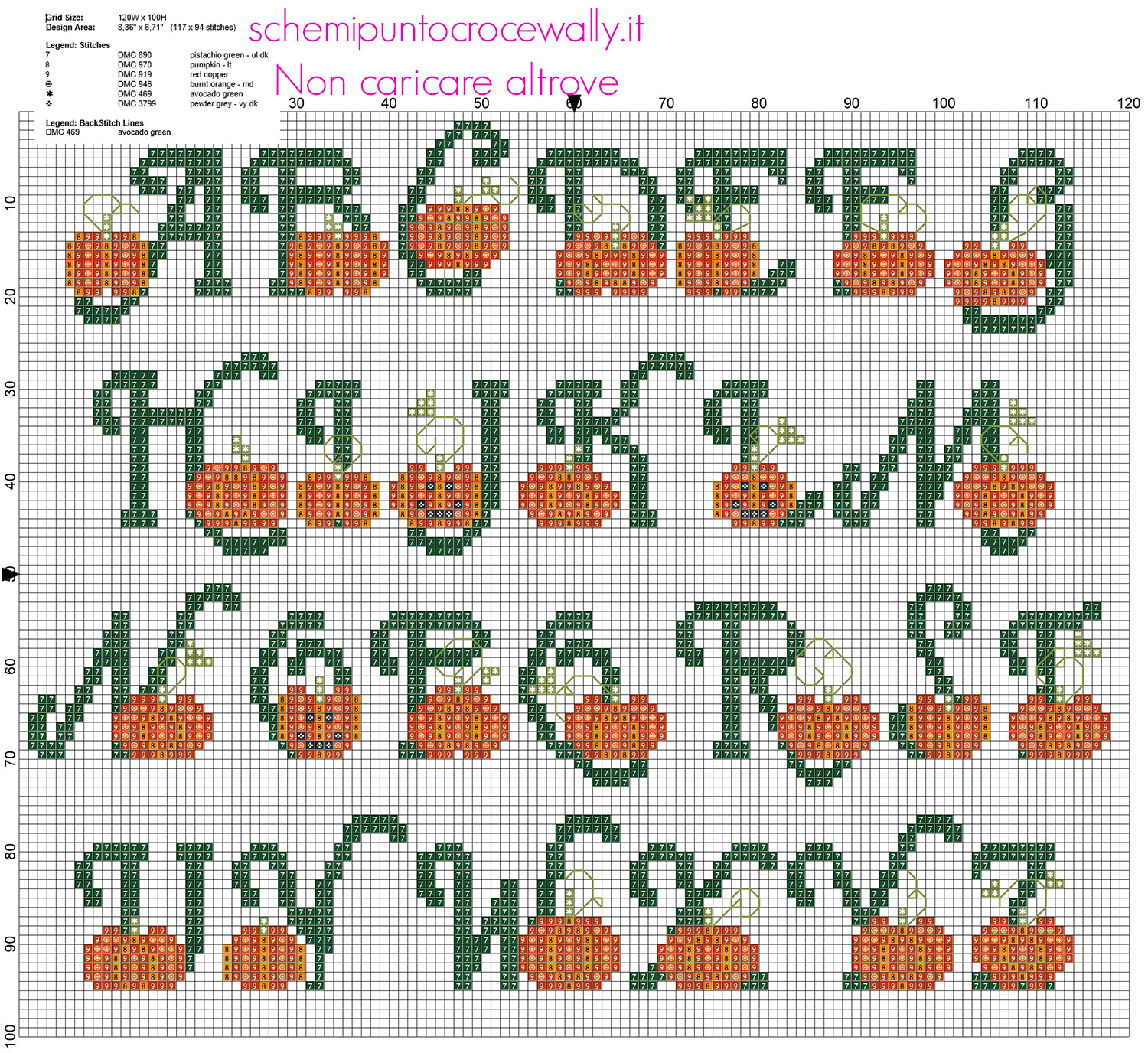 Alfabeto punto croce con le zucche di Halloween