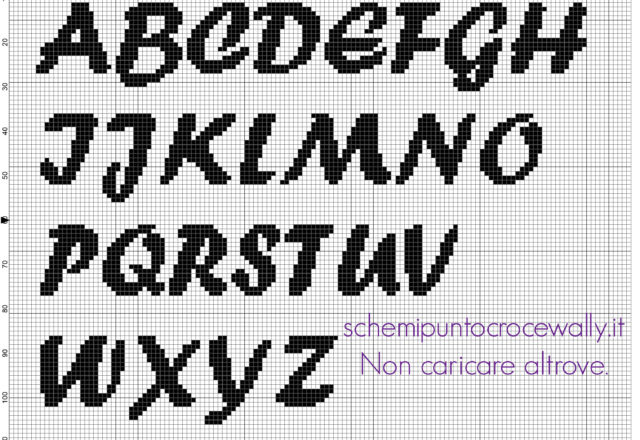 Alfabeto punto croce da ricamare carattere font Forte lettere maiuscole