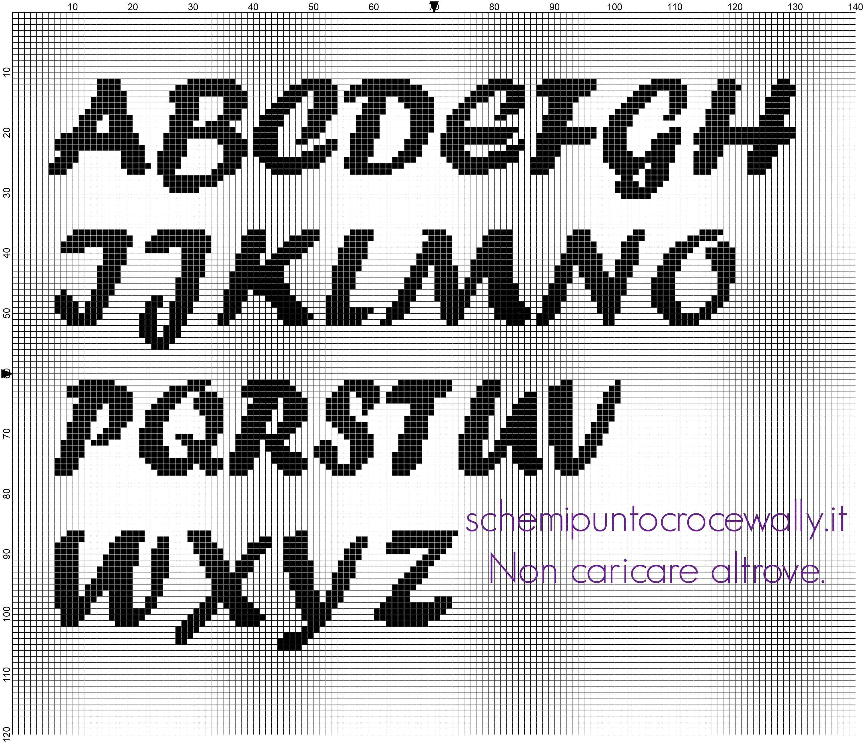 Alfabeto punto croce da ricamare carattere font Forte lettere maiuscole