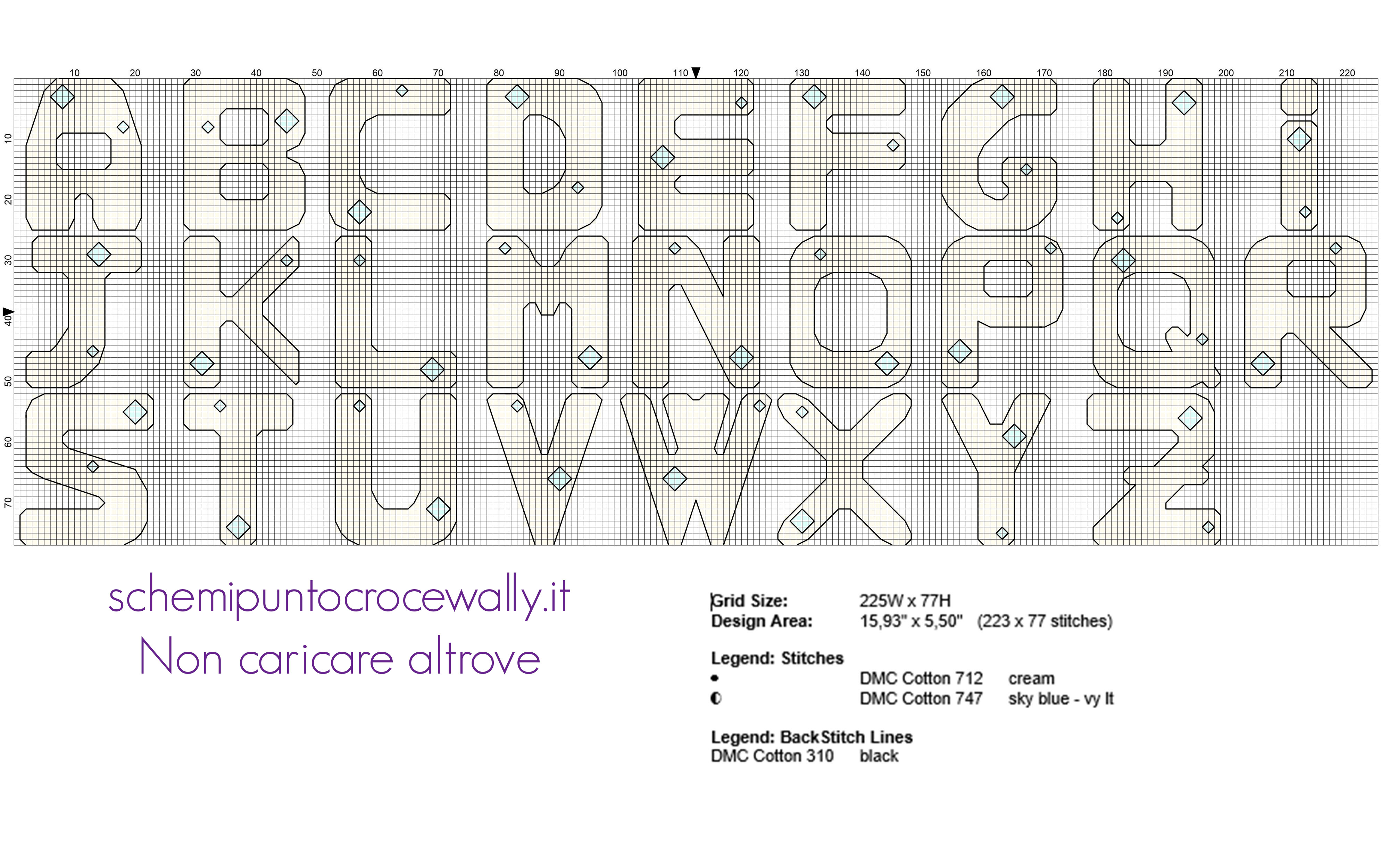 Alfabeto punto croce da ricamare con lettere di diamanti download gratis