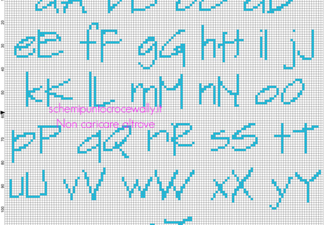 Alfabeto punto croce da ricamare per bambino SketchFlow Print altezza 20 colori DMC 996