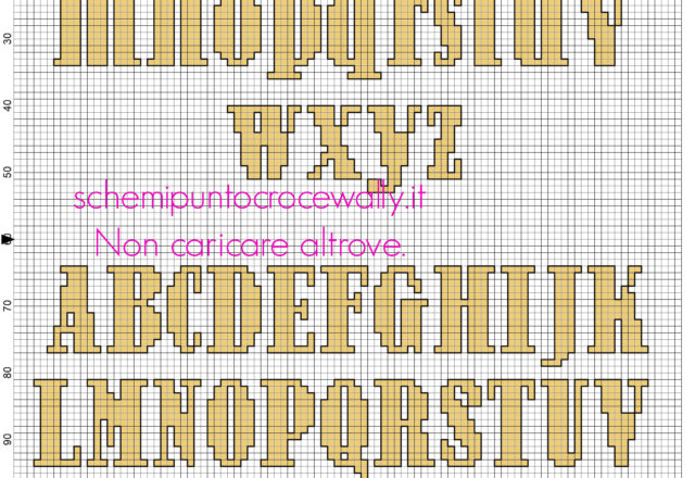 Alfabeto punto croce lettere minuscole e maiuscole per nomi con i biscotti al cioccolato