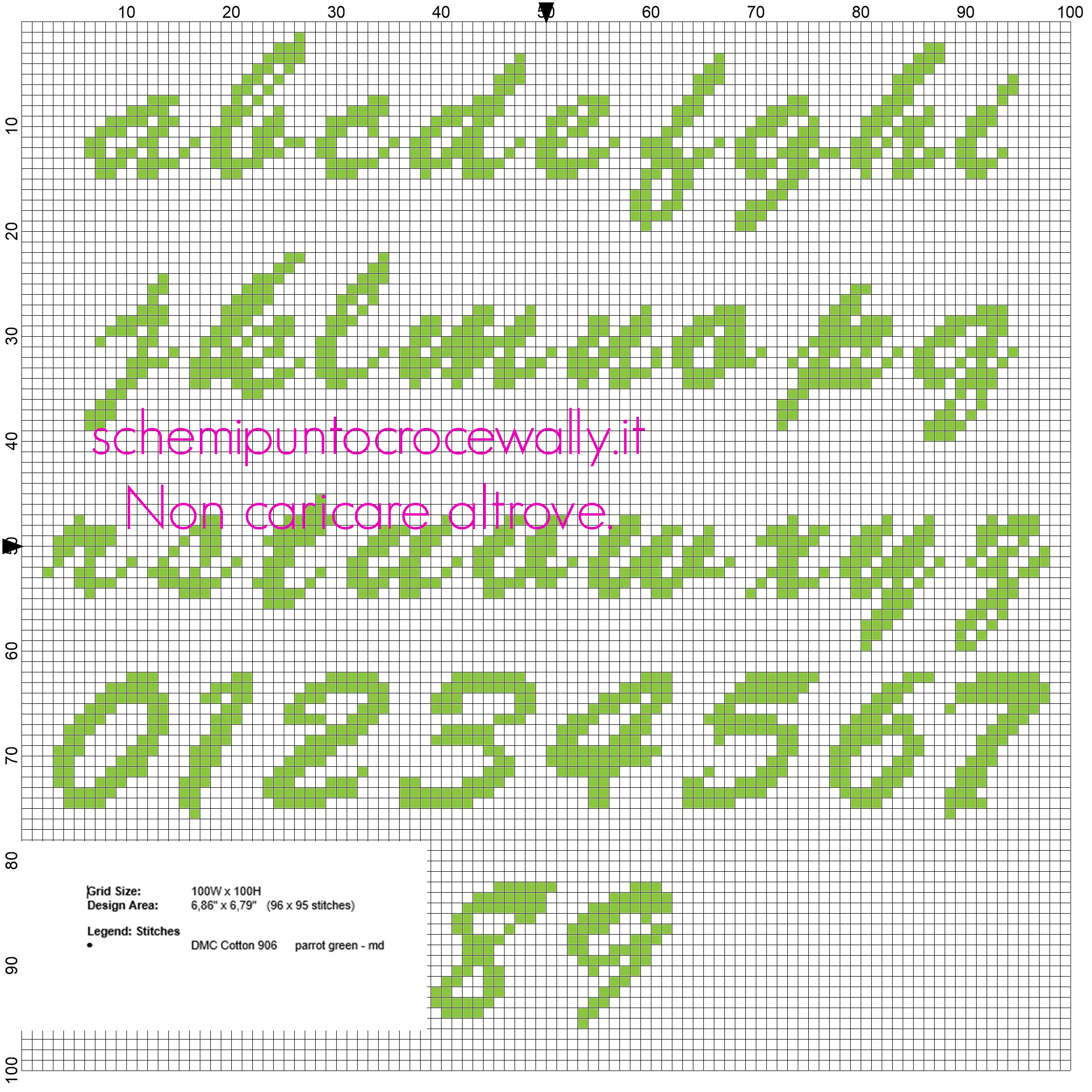 Alfabeto punto croce minuscolo verde carattere Italic per nomi con Fortunorso