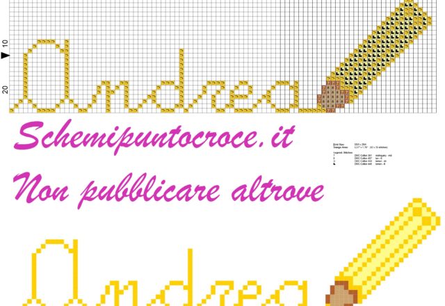 Andrea nome con matita schema punto croce