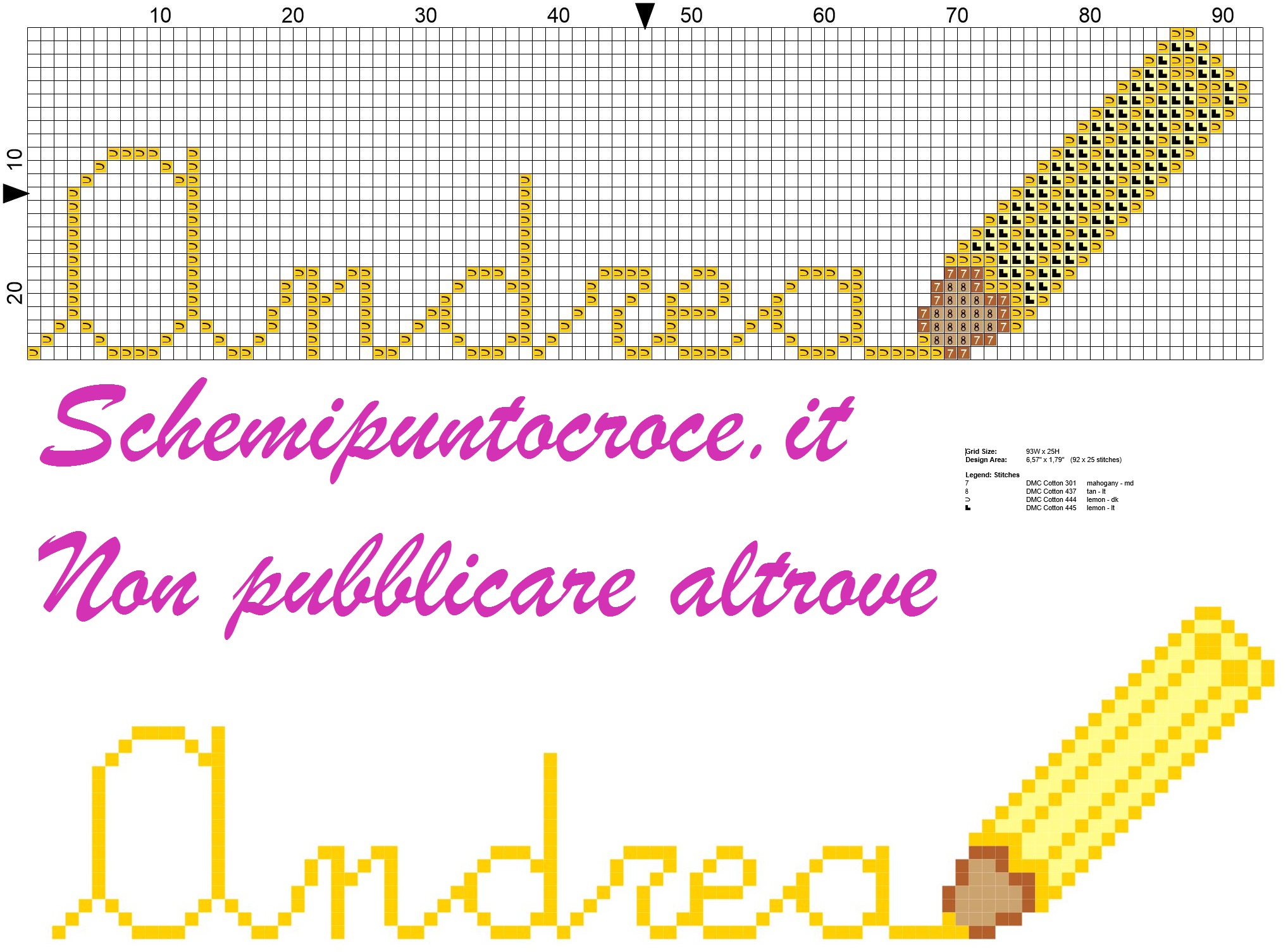 Andrea nome con matita schema punto croce