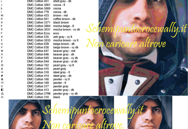 Arno (Assassin’ s creed) schema gratis punto croce 210x294 99 colori (2)