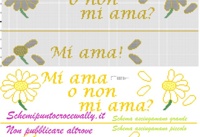 Asciugamano mi ama o non mi ama con margherita schema punto croce