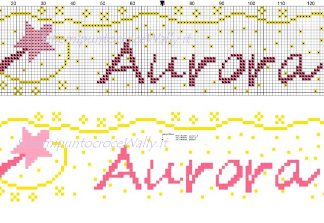 Aurora con bacchetta magica scherma punto croce