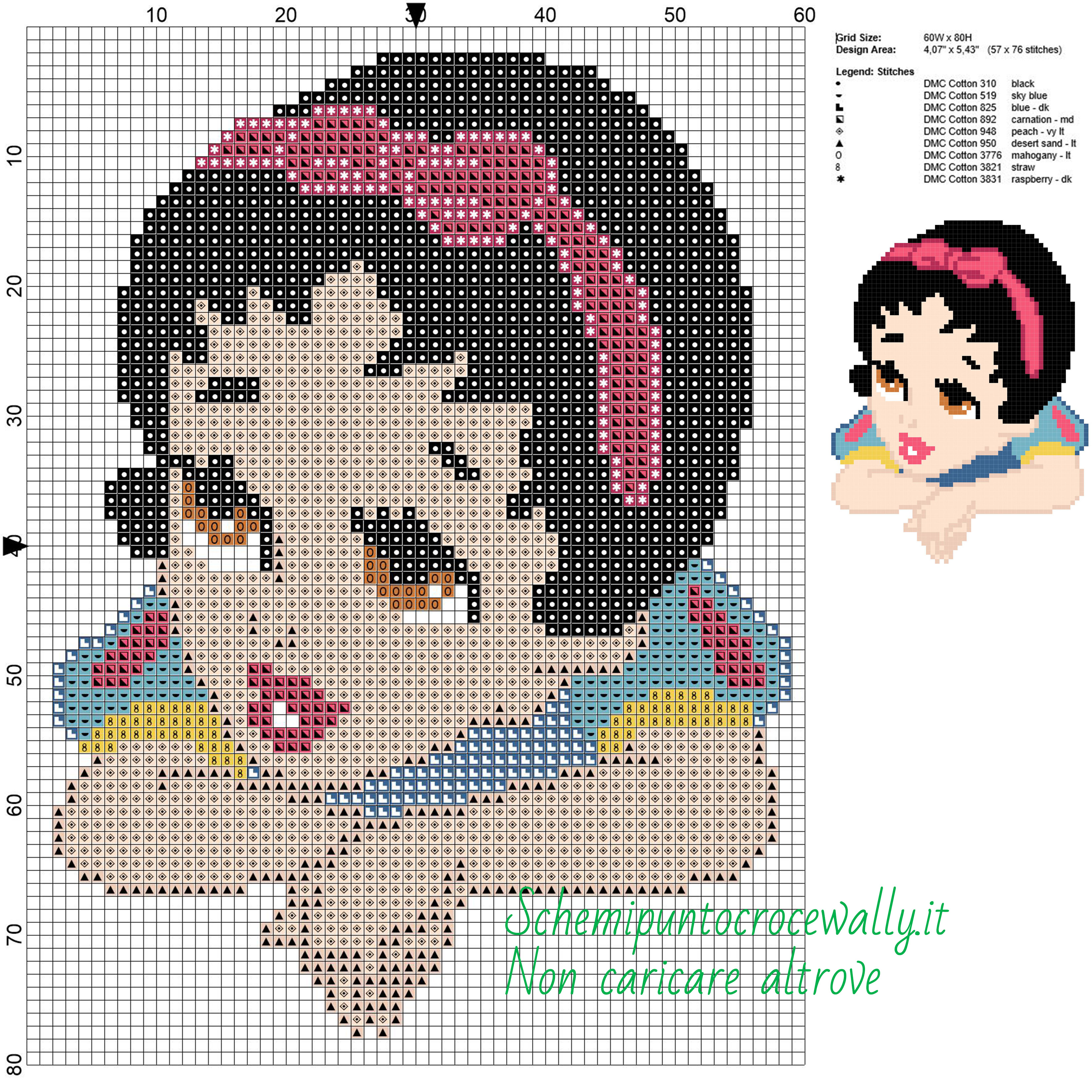 Baby Cenerentola schema punto croce gratis disney 60x80 9 colori