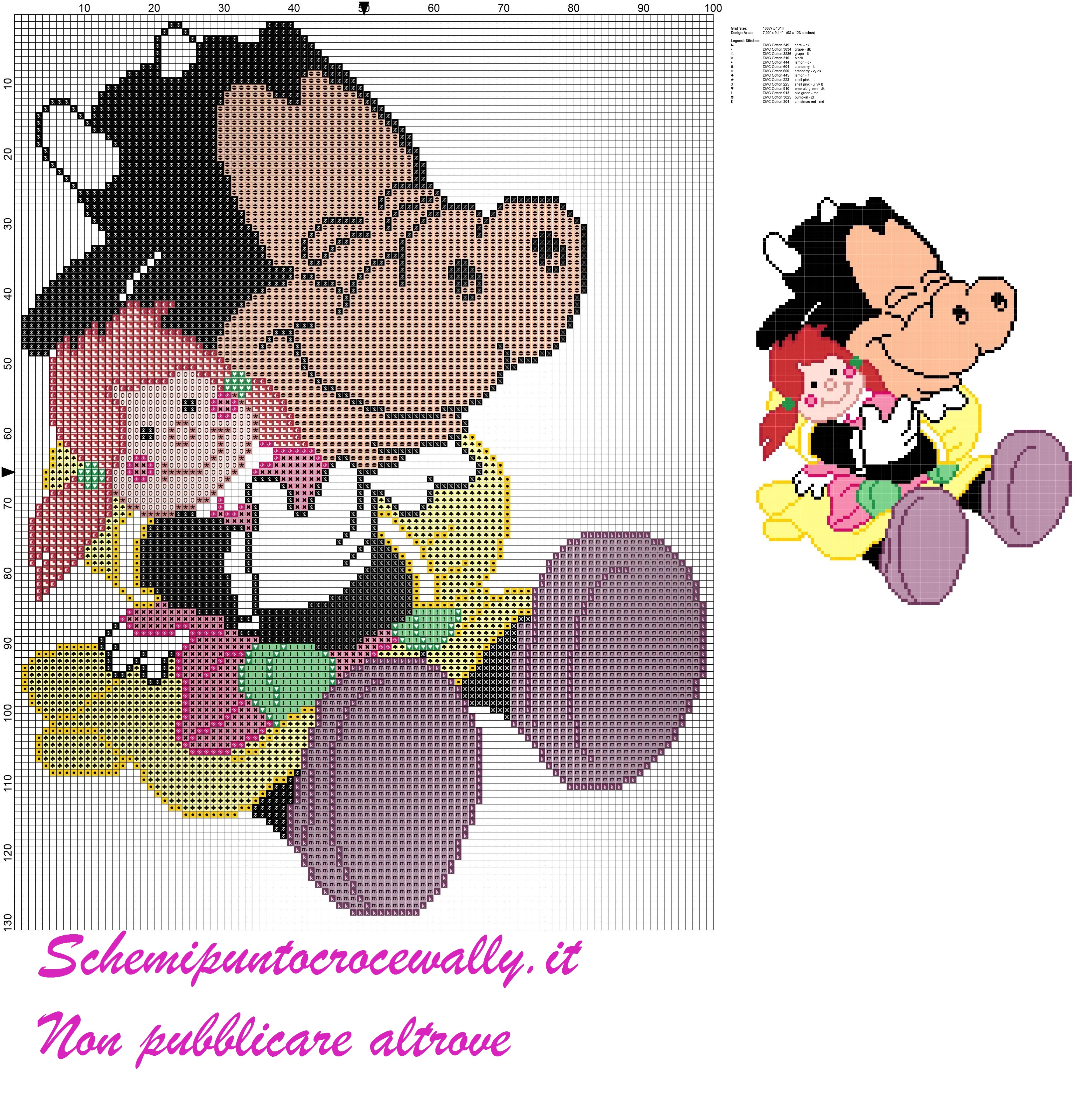 Baby Clarabella con bambolina schema punto croce