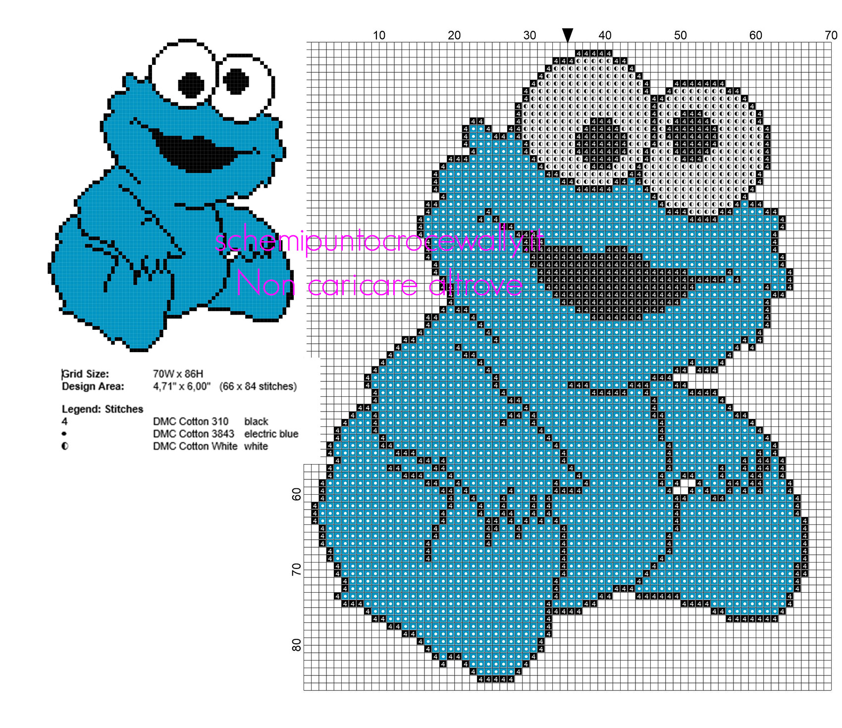 Baby Cookie Monster schema punto croce dei Muppet