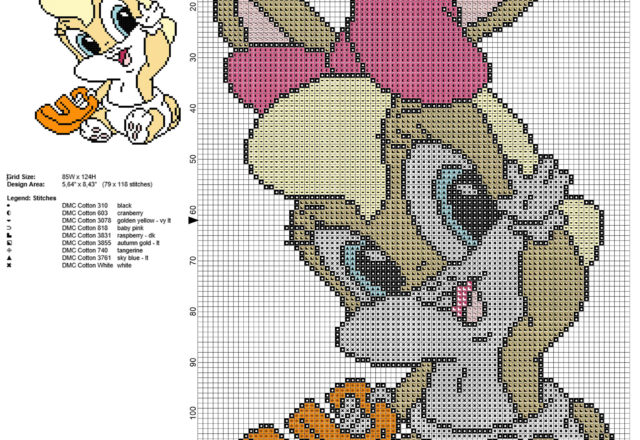 Baby Lola Bunny personaggio Looney Tunes schema punto croce gratis