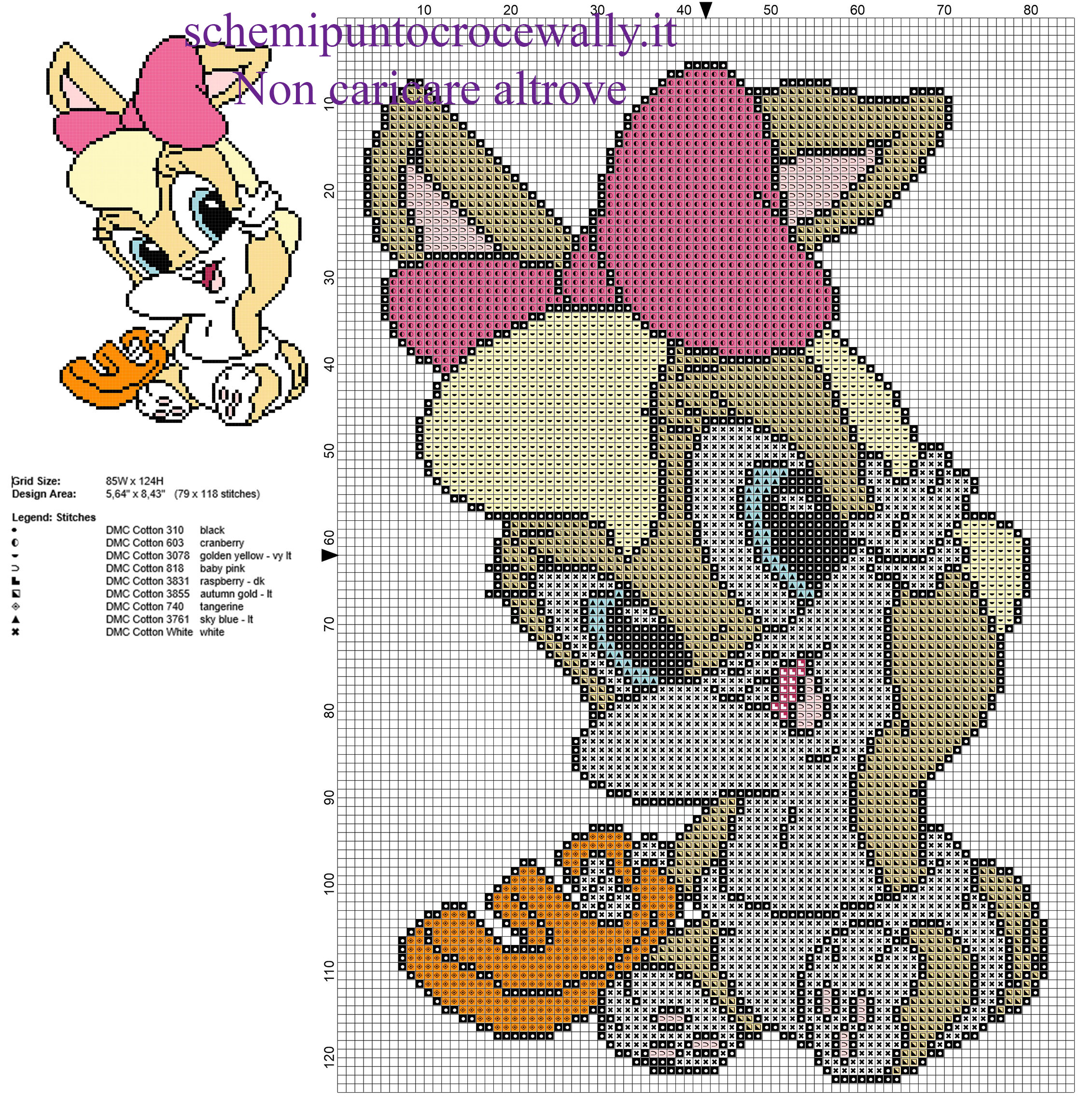 Baby Lola Bunny personaggio Looney Tunes schema punto croce gratis