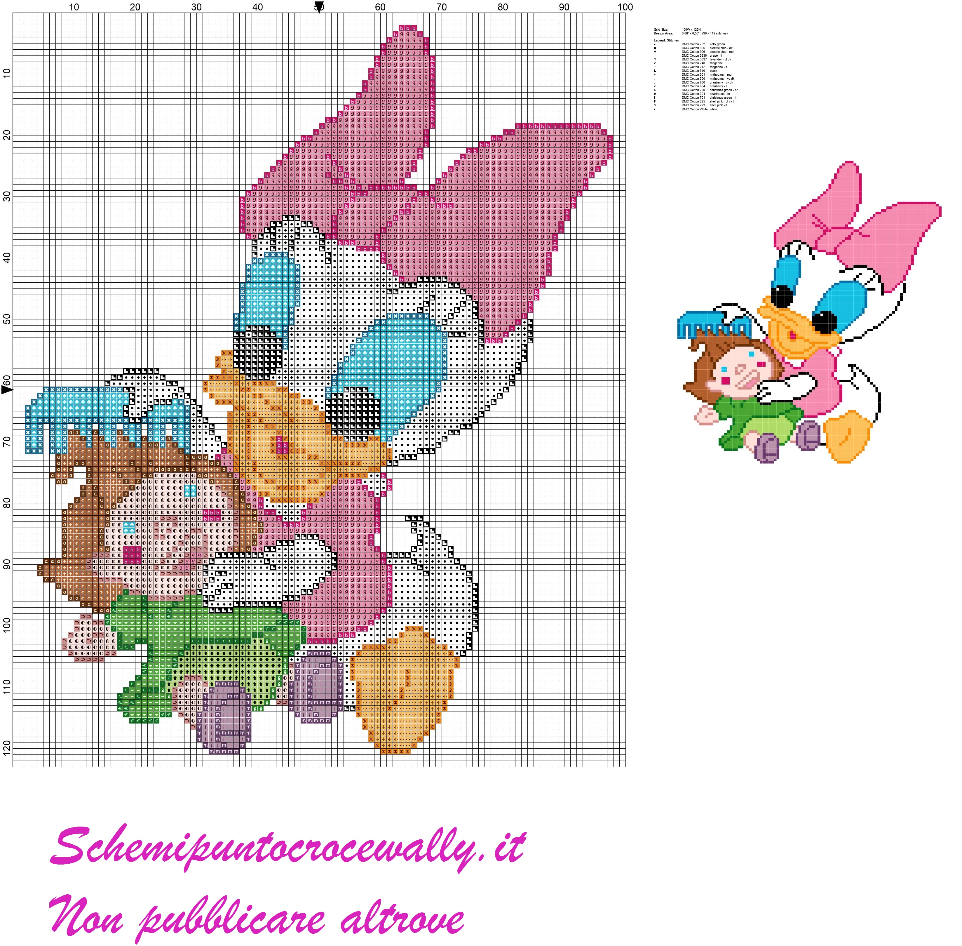 Baby Paperina con bambolina schema punto croce