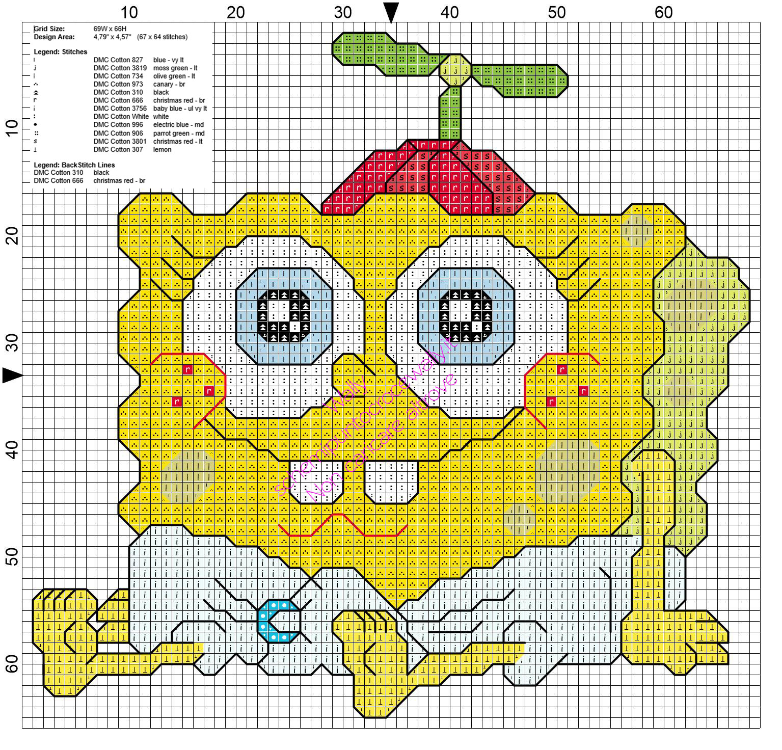 Baby Spongebob piccolo schema gratis ricamo punto croce