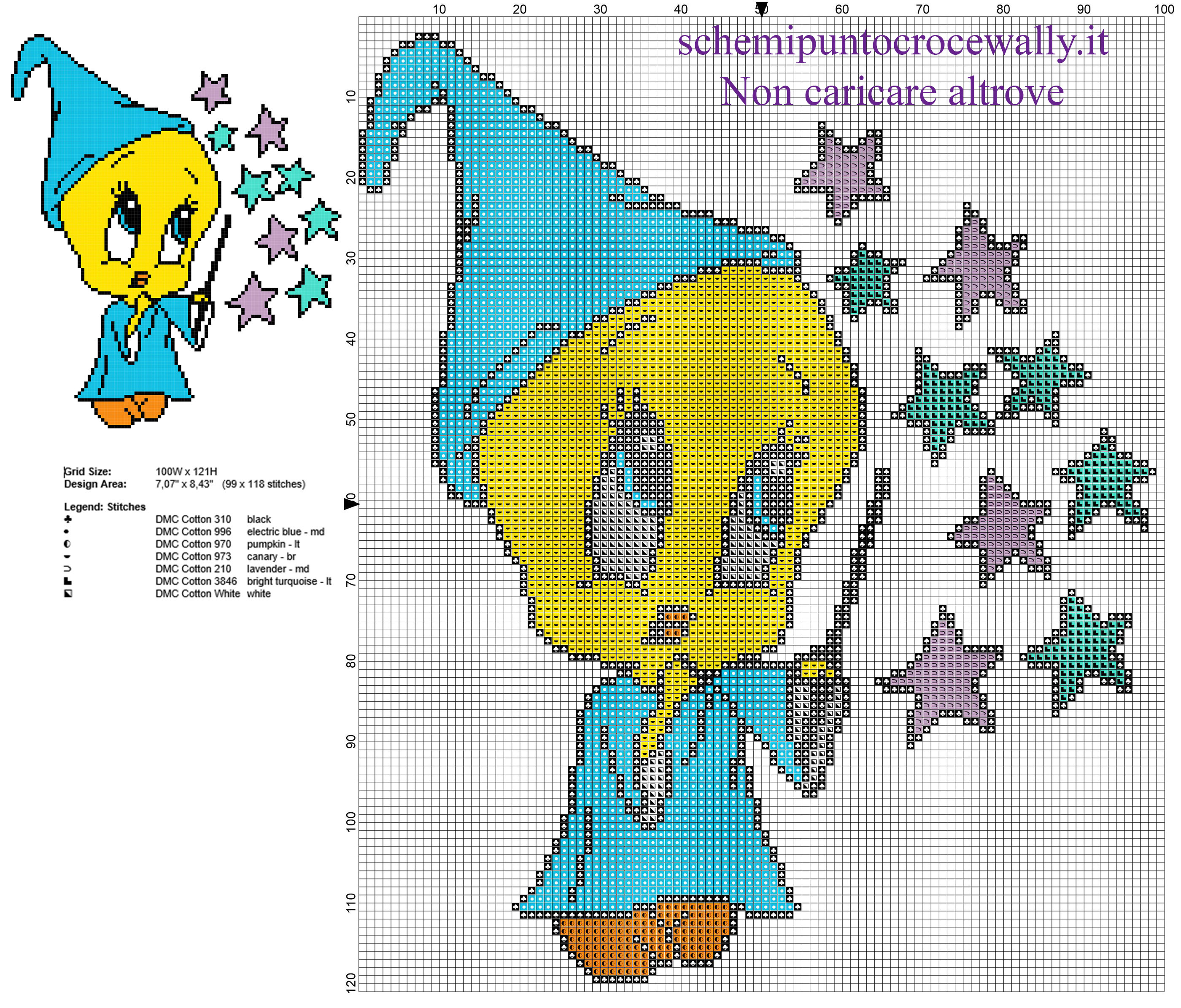 Baby Titti maga personaggio Looney Tunes schema punto croce gratis