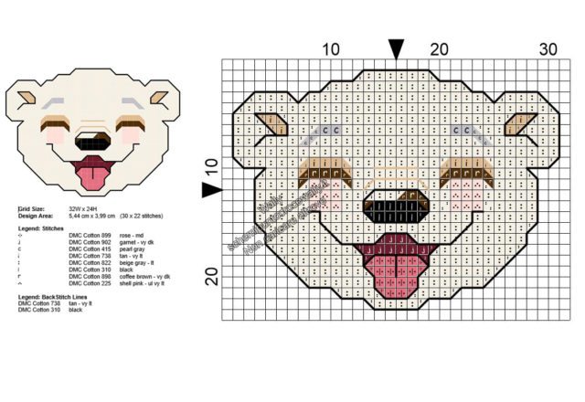 Baby orsetto schema punto croce gratis piccolo 30x22