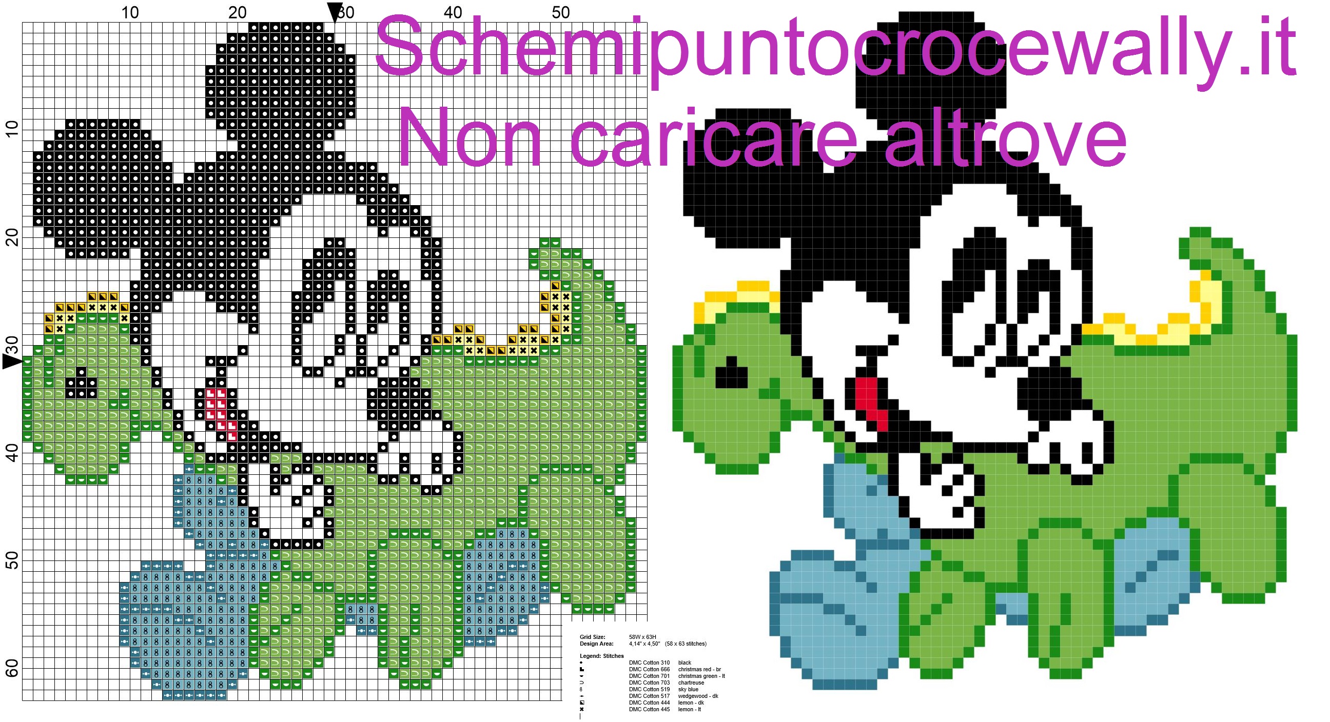 Baby topolino con dinosauroschema punto croce gratis