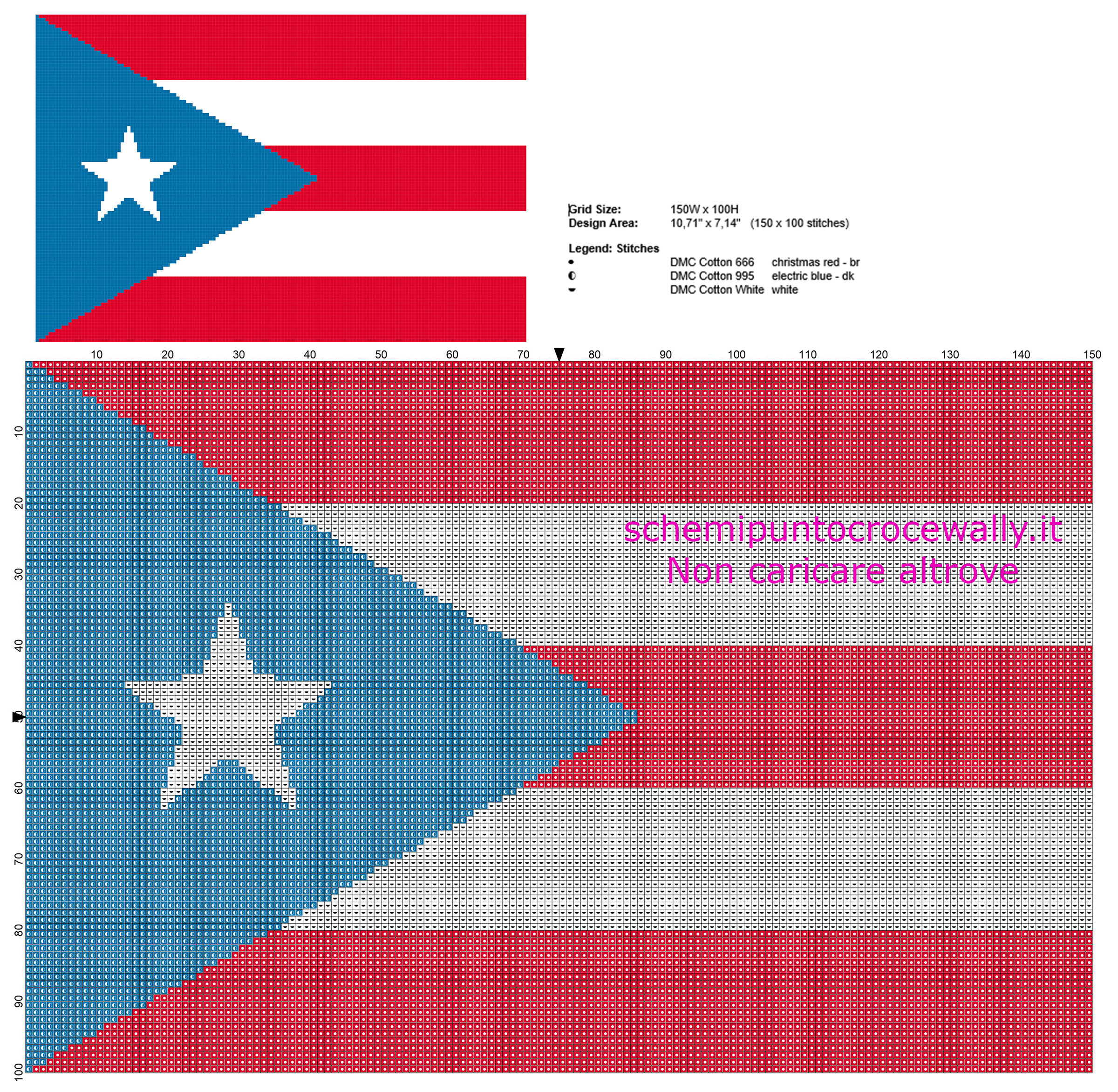 Bandiera del Porto Rico semplice schema punto croce