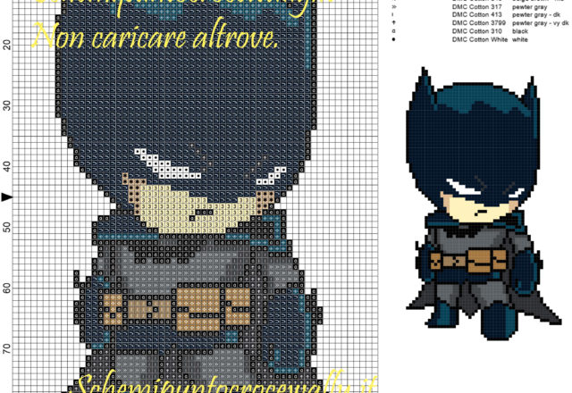 Batman schema punto croce 60x90 12 colori