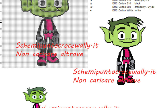 Bibi teen titans go schema punto croce 100x105 6 colori