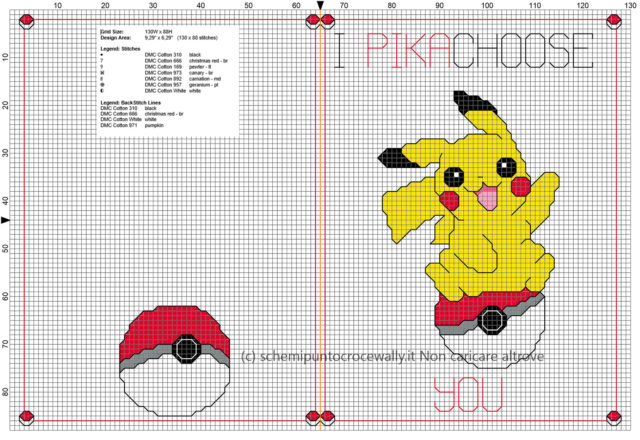 Biglietto punto croce per fidanzato fidanzata Pokemon I Pikachoose You idea regalo