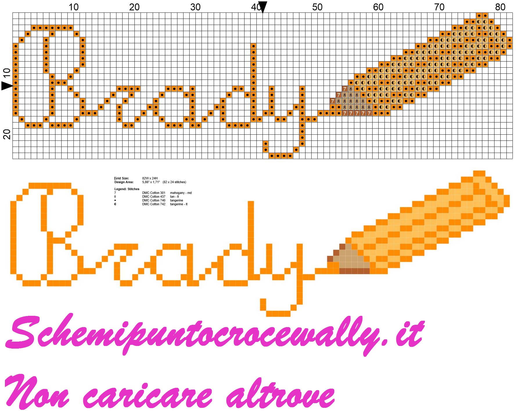 Brady nome con matita colorata schema punto croce
