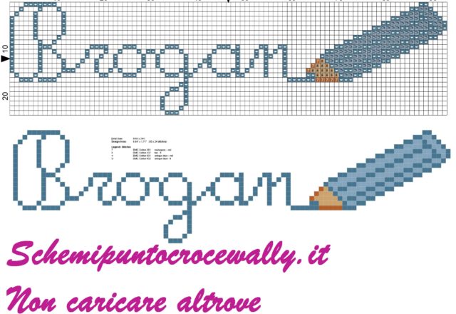 Brogan nome con matita schema punto croce