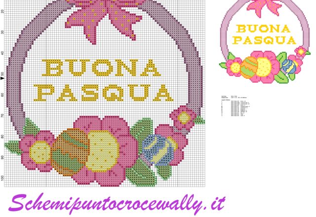 Buona Pasqua ghirlanda schema punto croce gratis