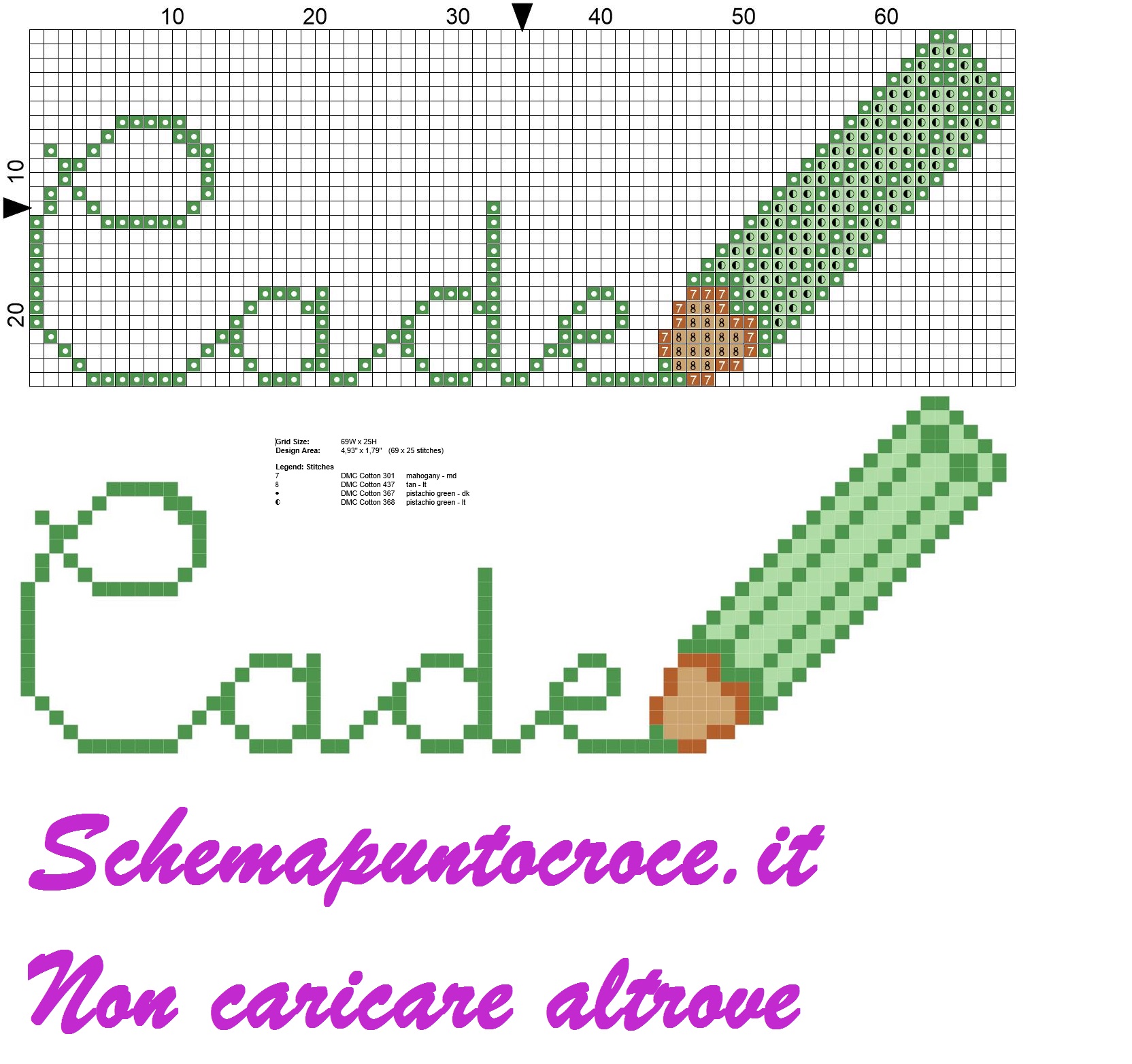 Cade nome con matita colorata schema punto croce