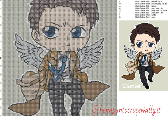 Castiel (Doctor Who) schema gratis punto croce 140x200 15 colori