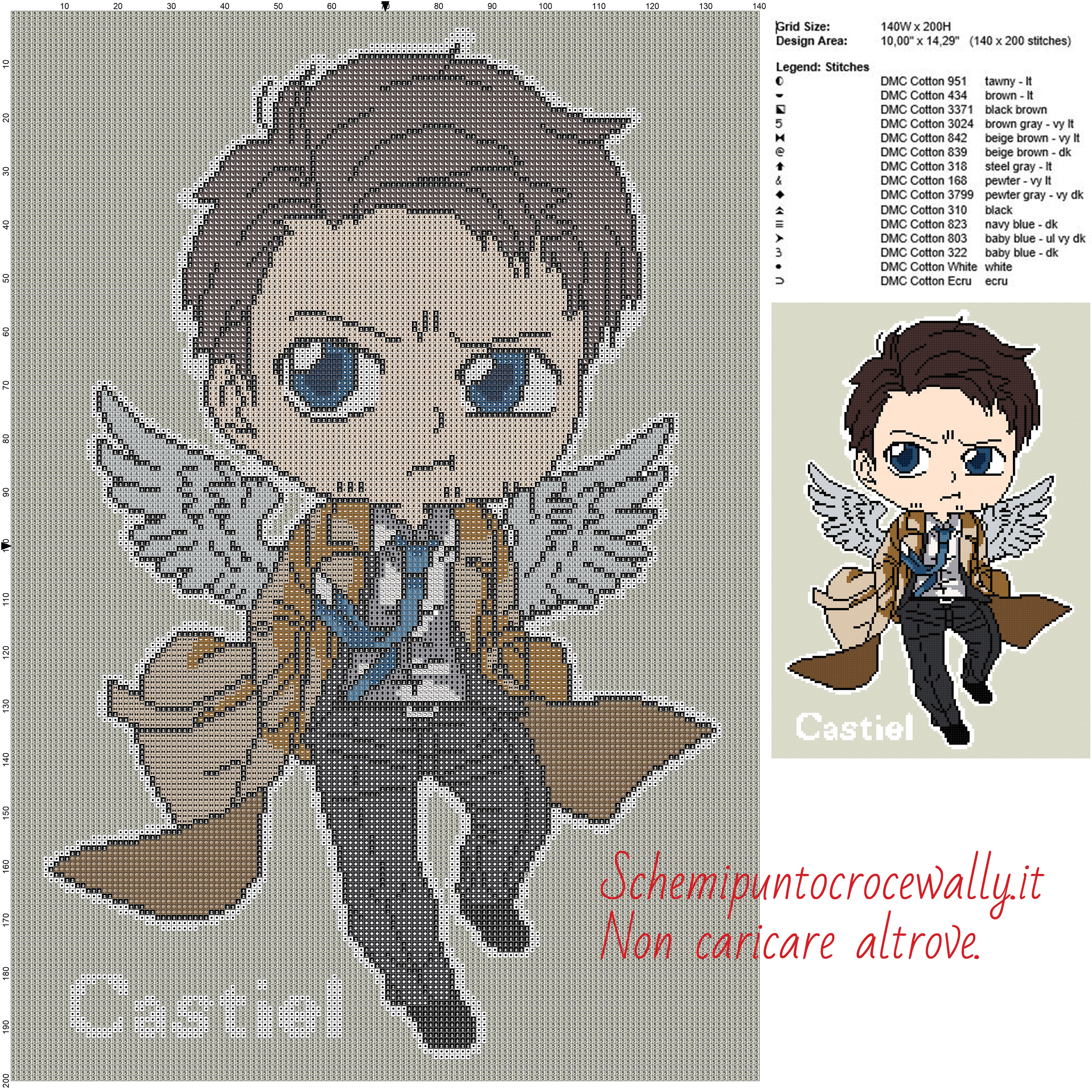 Castiel (Doctor Who) schema gratis punto croce 140x200 15 colori