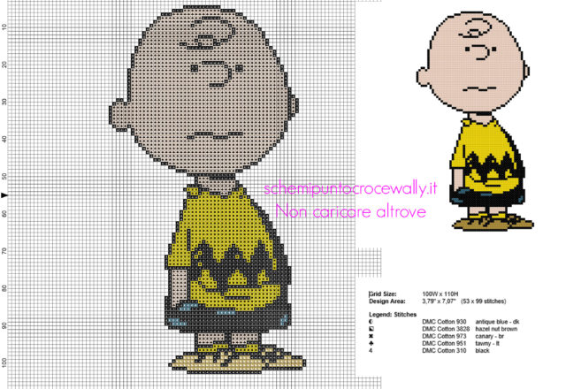 Charlie Brown personaggio Peanuts schema punto croce gratis