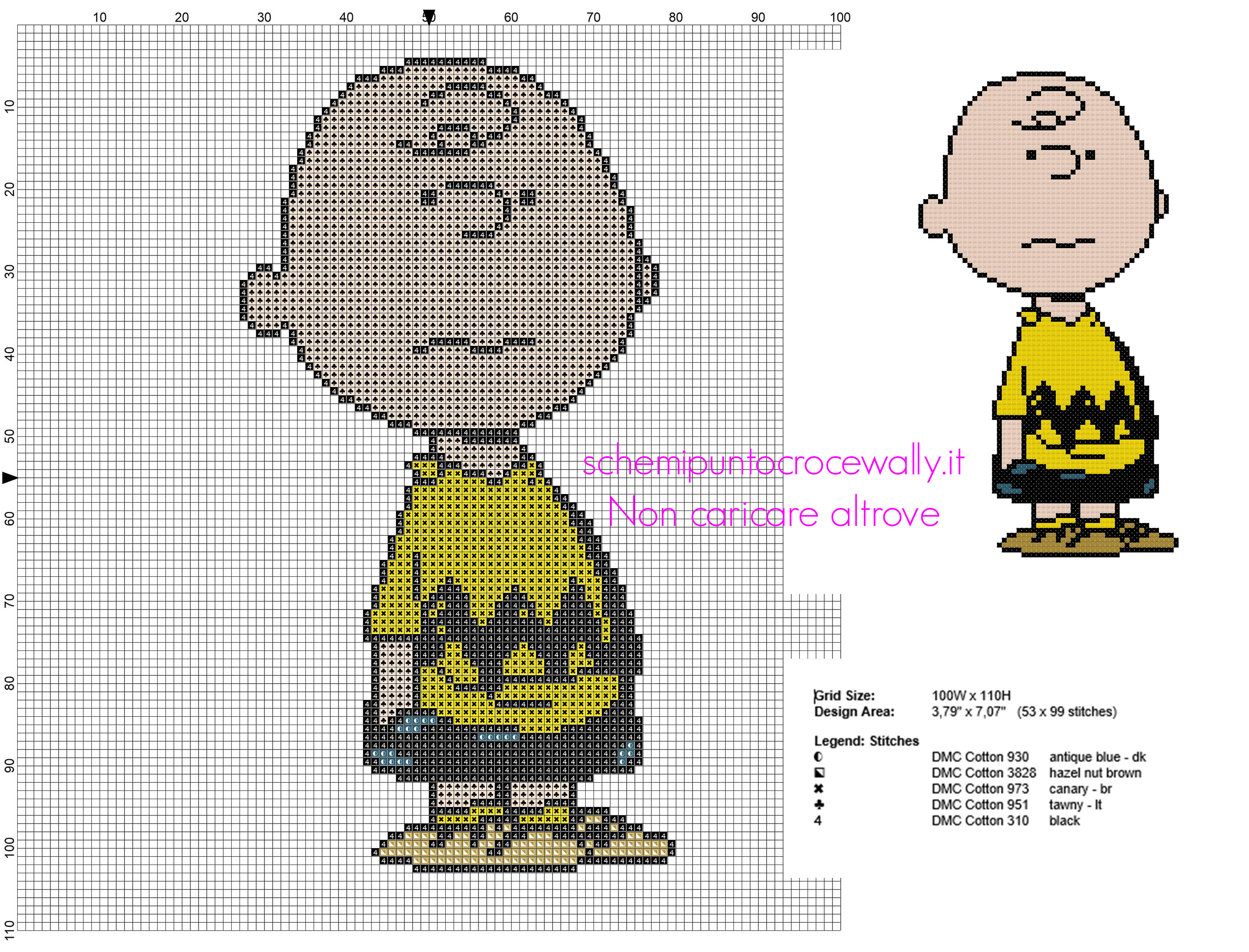 Charlie Brown personaggio Peanuts schema punto croce gratis