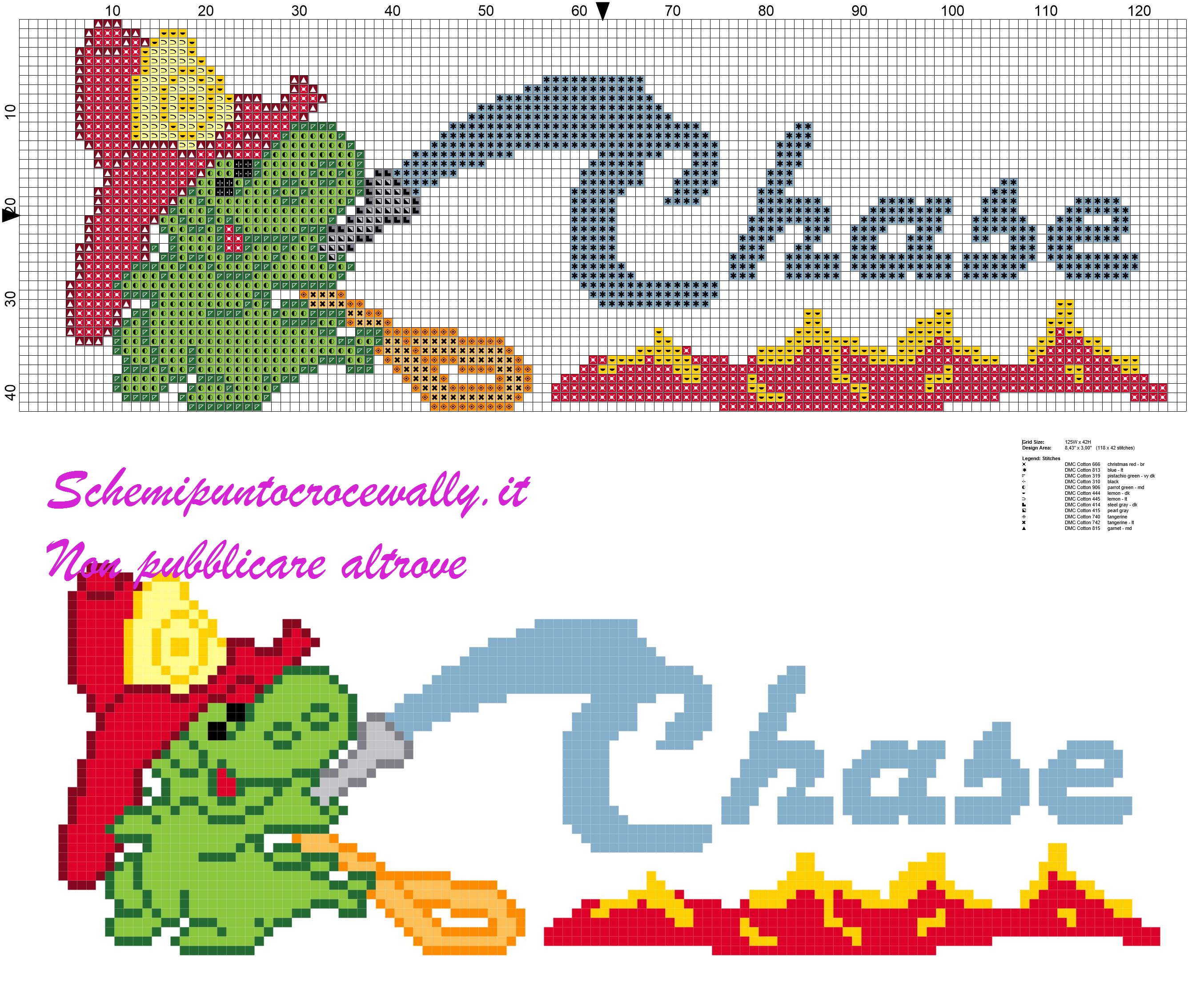 Chase nome con grisù schema punto croce