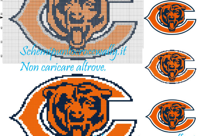 Chicago bears National football league (NFL) schema punto croce 100x65 3 colori