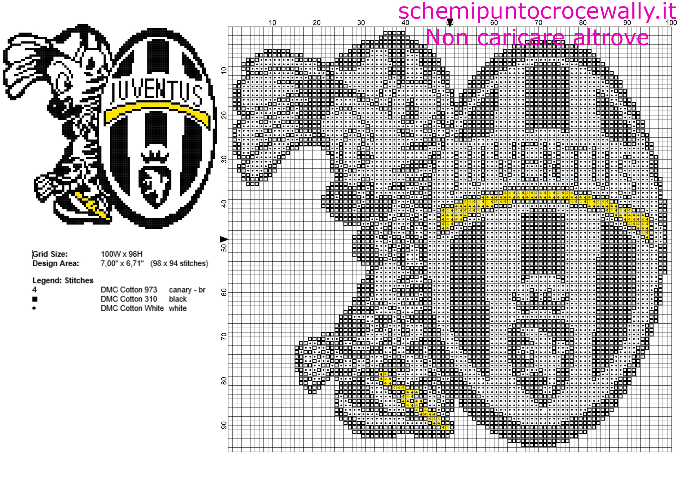 Cucciolo di zebra mascotte della Juventus piccolo schema punto croce
