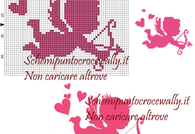 Cupido monocolore schema gratis punto croce 60x49 1 colore