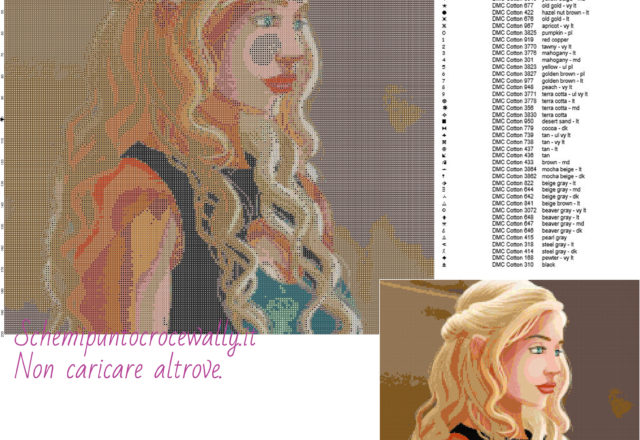 Daenerys (Game of Thrones) schema punto croce 200x200 50 colori