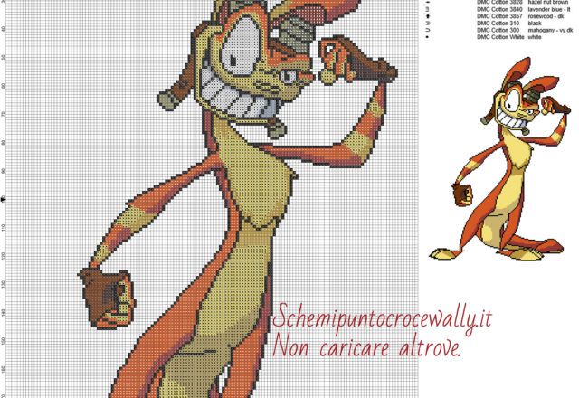 Daxter (Jak and Daxter) schema gratis punto croce 142x200 14 colori