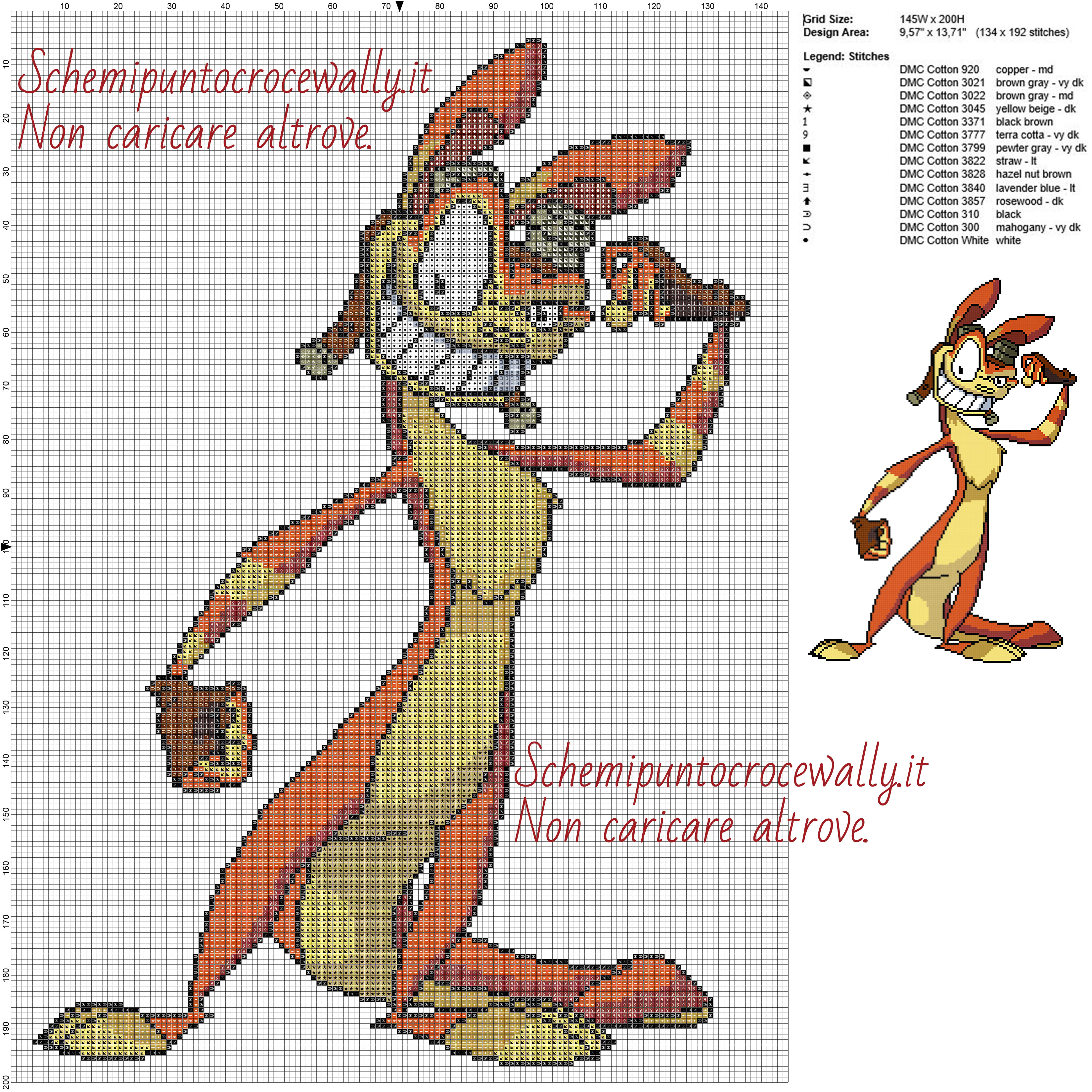 Daxter (Jak and Daxter) schema gratis punto croce 142x200 14 colori