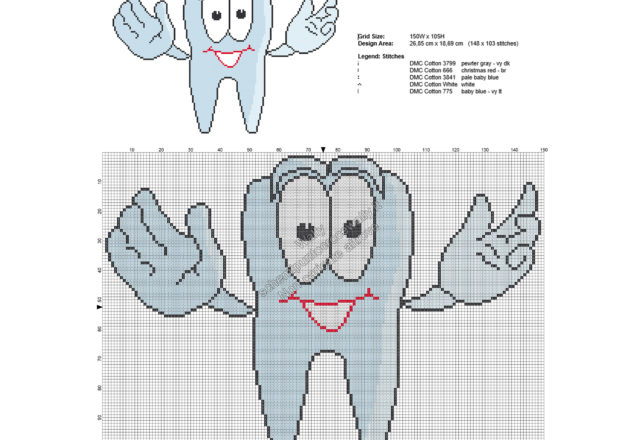 Dente dentino sorridente schema ricamo punto croce gratis 148x103