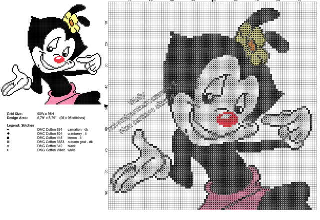 Dot personaggio Animaniacs schema ricamo punto croce